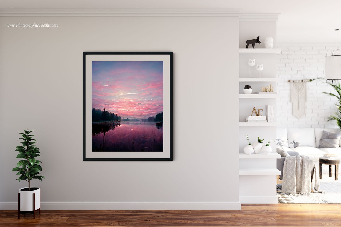 Shore Line Print Lake District Print Vintage Lake Print Nature Landscape National Park Print Travel Print Lake House Painting - Image 4