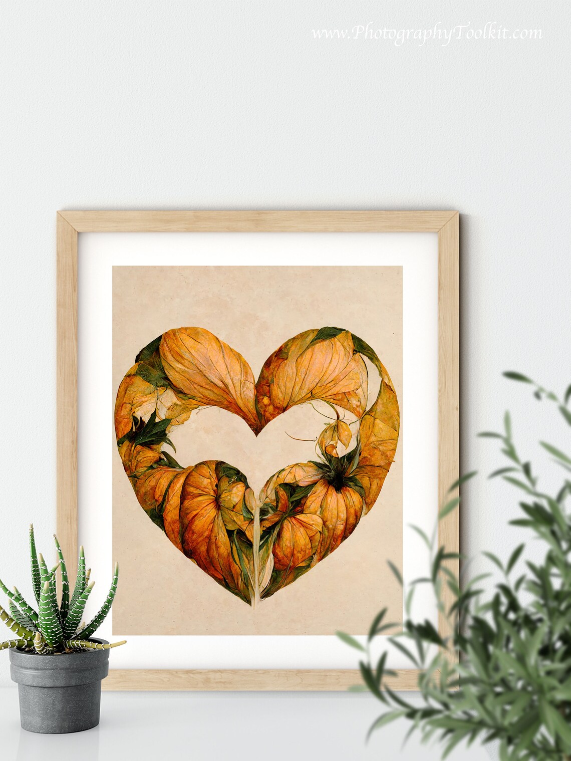 Thanksgiving Leaf Heart Autumn Foliage Golden Fall Seasonal Decor Print - Image 5