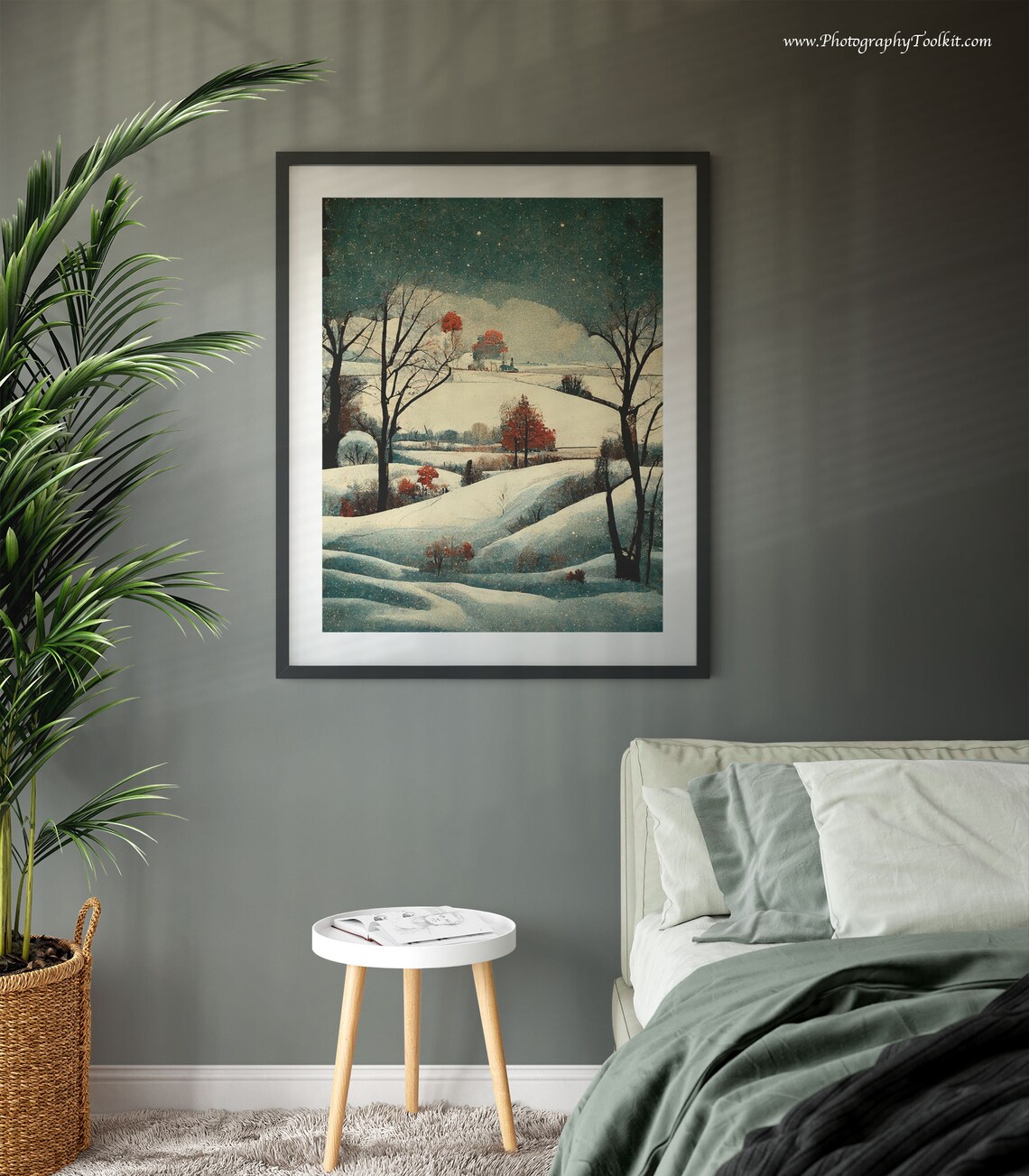 Winter Landscape Watercolor Art Print, Rustic Forest - Image 3