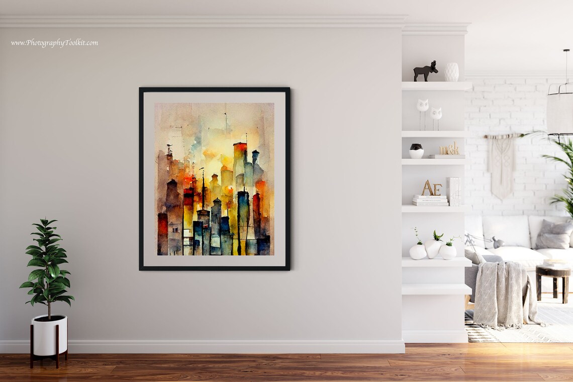 City Street At Night, Cityscape Art Print - Image 4