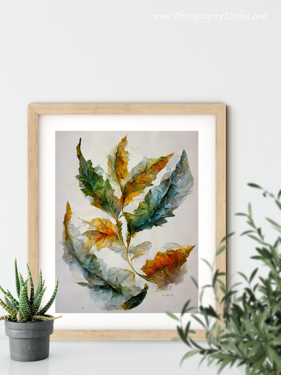 Green Leaf Branch Watercolor Curving Botanical Nature Poster - Image 6
