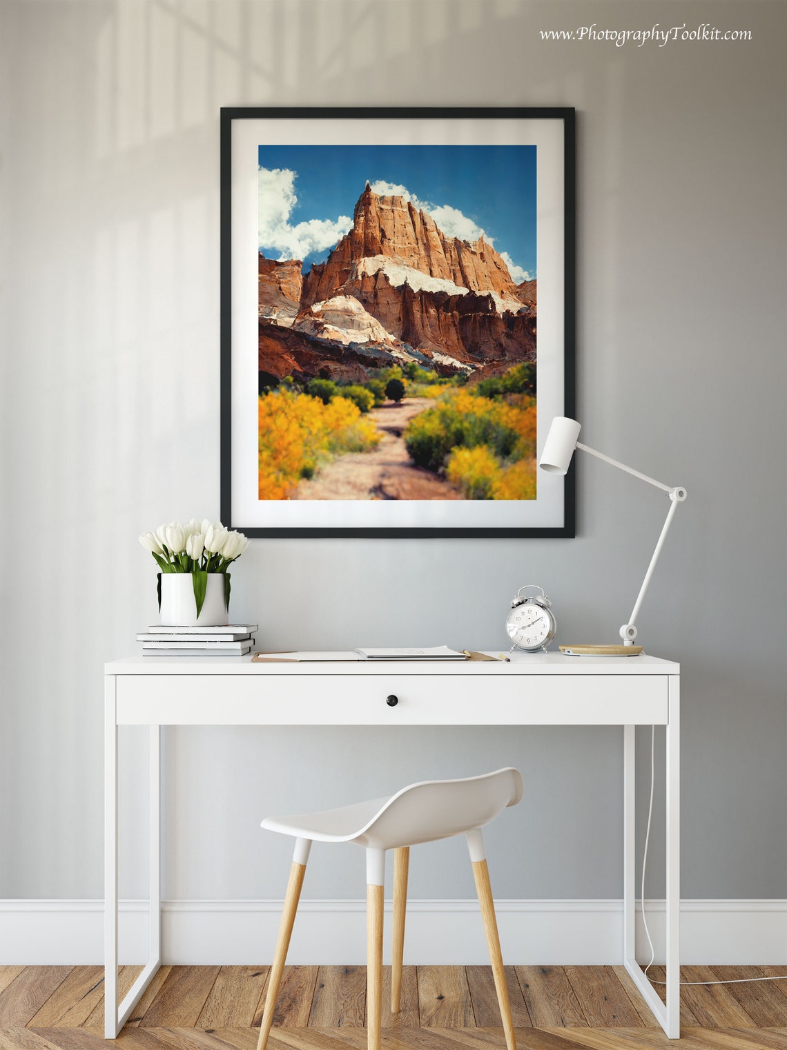 Capitol Reef Red Rock Spire Desert Trail Blue Sky Utah Landscape Print - Image 2