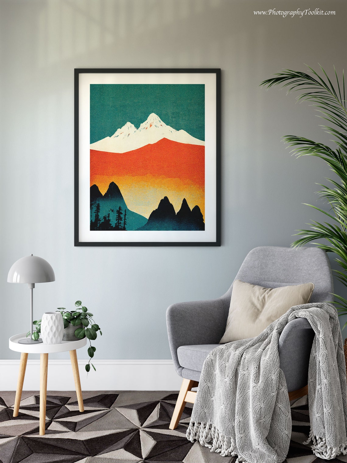 North Cascades Snow Peak Sunset Ridges Retro Minimalist Poster - Image 6