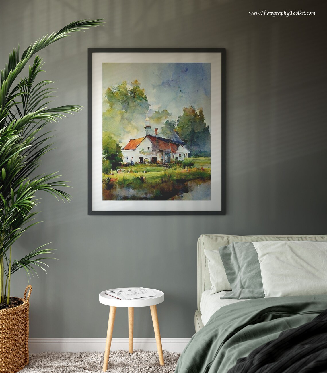 Watercolor Winter Forest Landscape, Pine Tree Print - Image 3