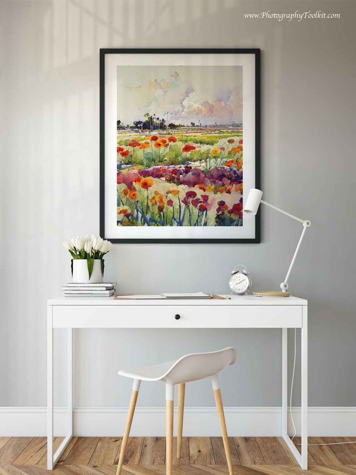 Wildflower Meadow Poppy Field Watercolor Summer Landscape Poster - Image 2