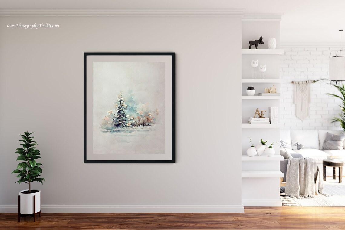 Watercolor Winter Landscape Forest Art Print - Image 2