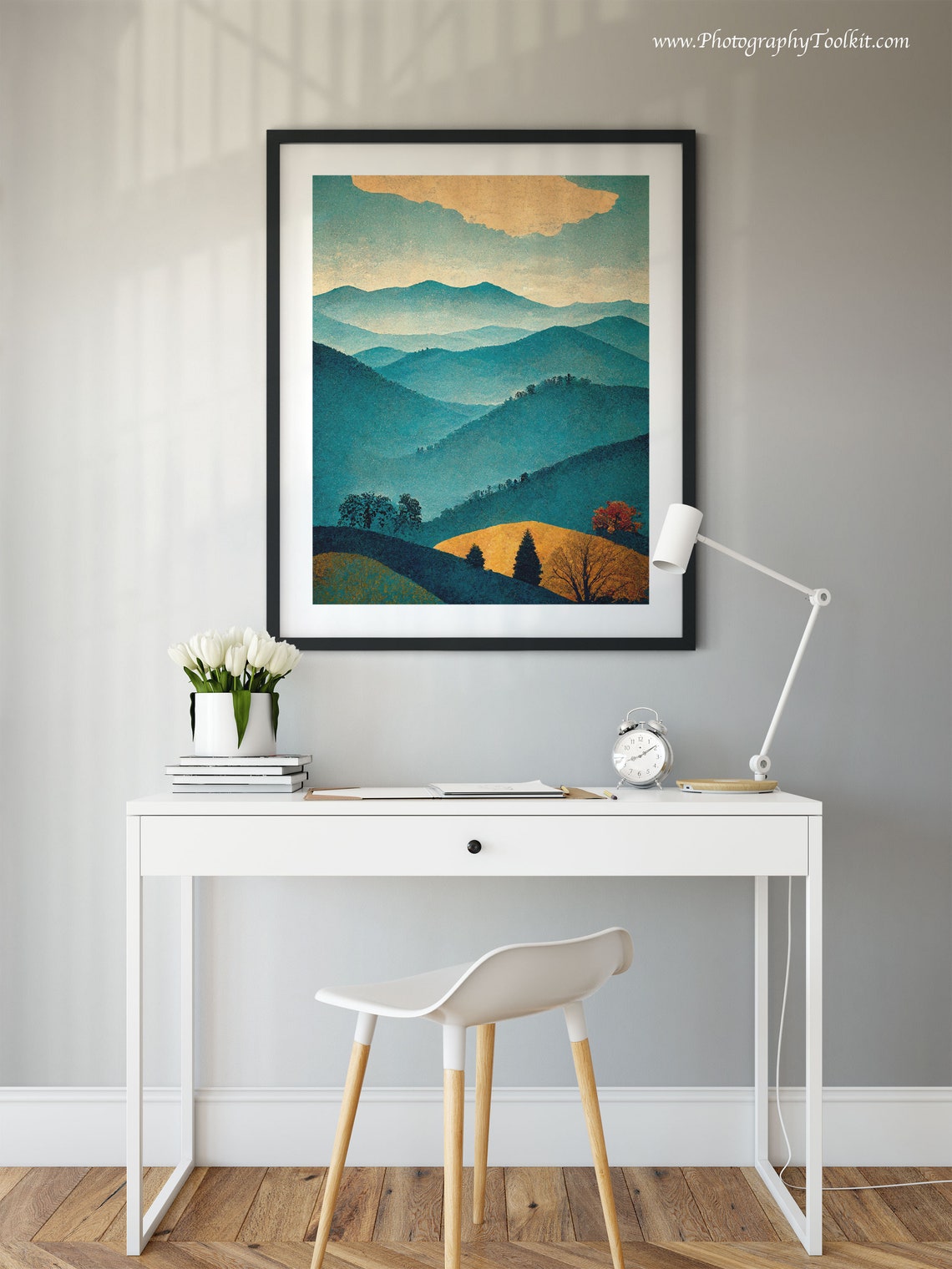 Blue Ridge Mountains Layered Teal Ridgeline Sunset Scenic Poster - Image 2