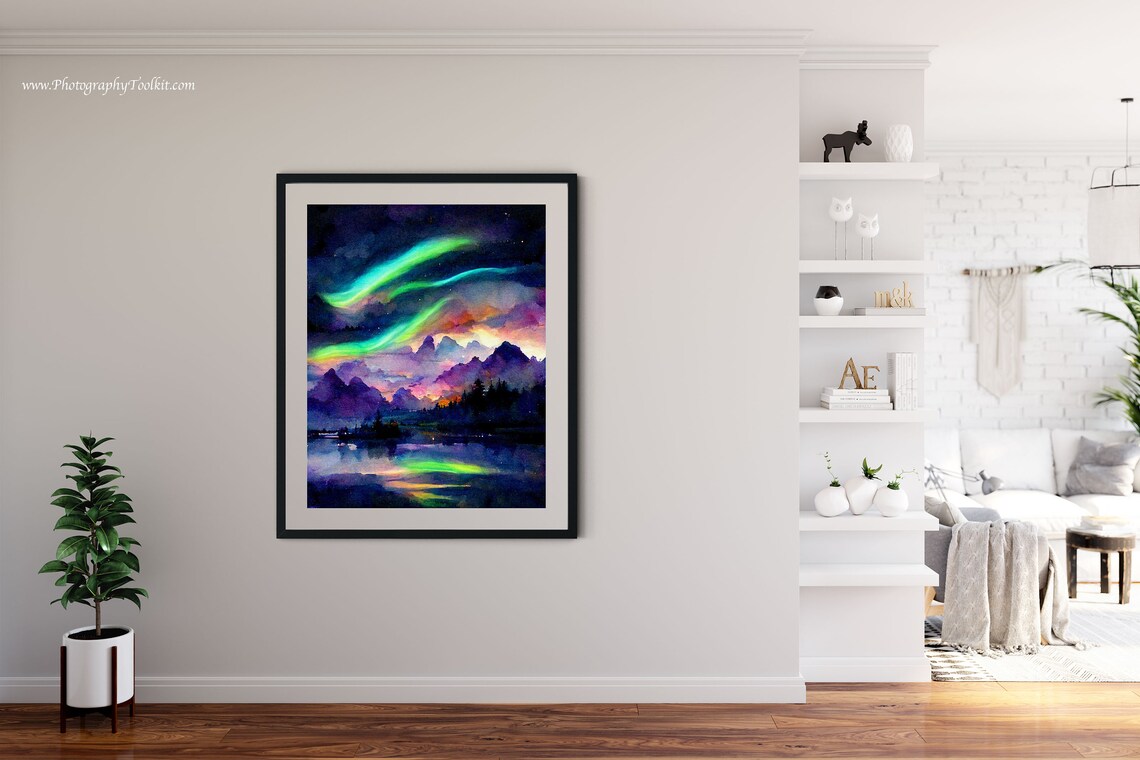 Aurora Borealis Art, Northern Lights Night Sky Print - Image 4