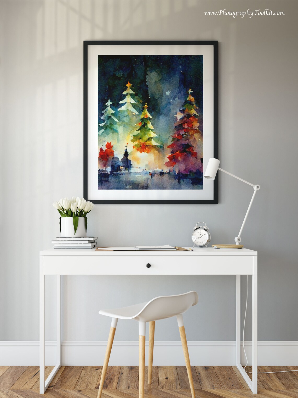 Christmas Trees Watercolor Art Print, Holiday Decor - Image 2