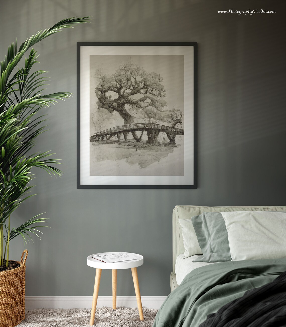 Neutral Tree Sketch Bridge Trees Art Print, Vintage - Image 3