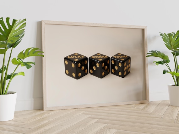 Lucky Strike Today Black Dice Gold Pips Game Room Wall Poster