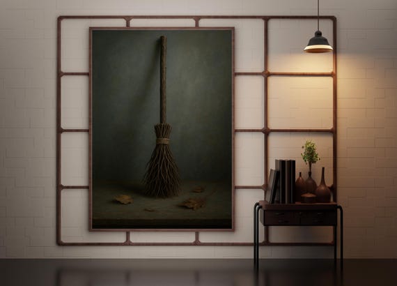 Witch Broomstick Rustic Halloween Prop Spooky Flying Broom Decoration
