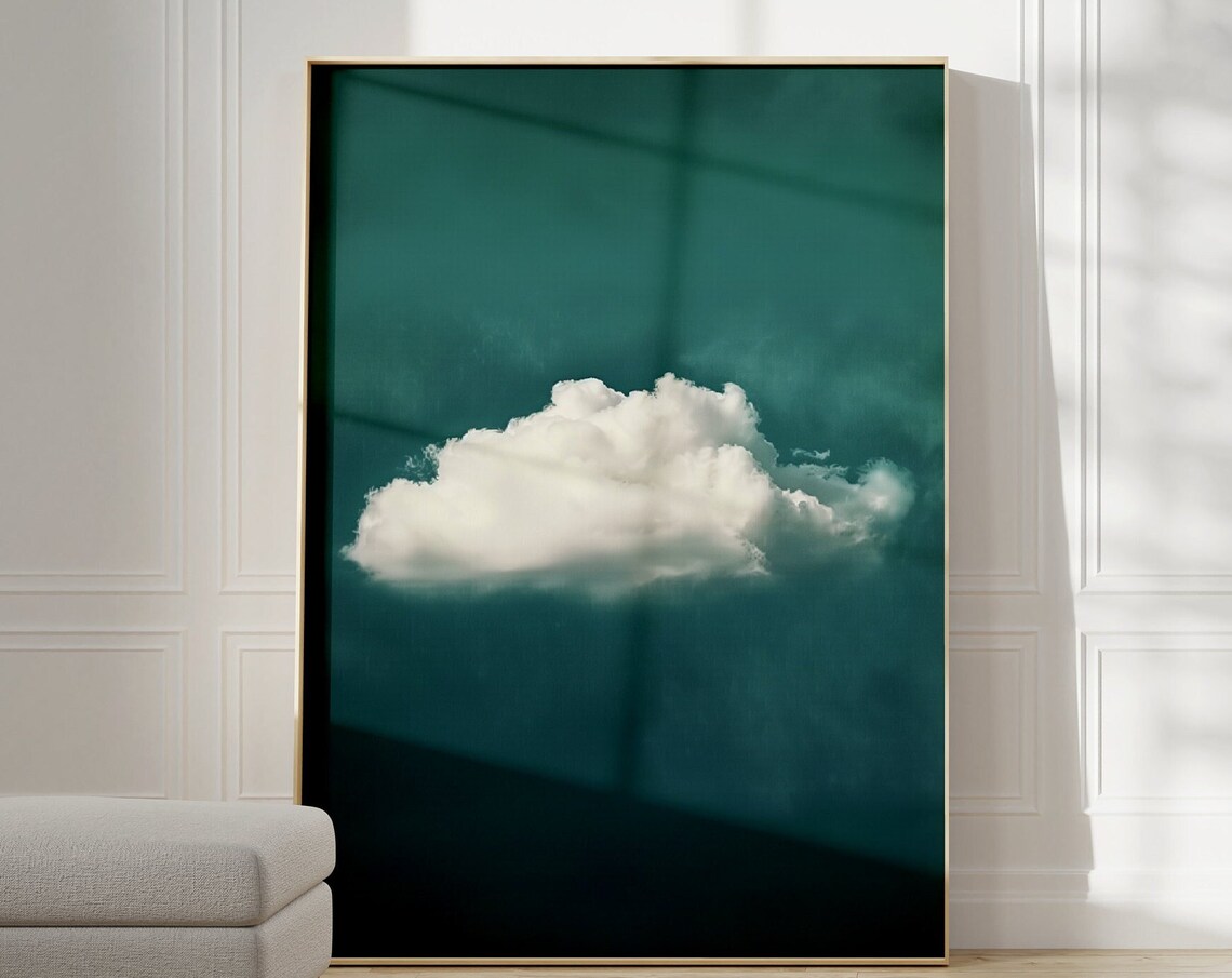 Emerald Green Cloud Prints, Surreal Abstract Art