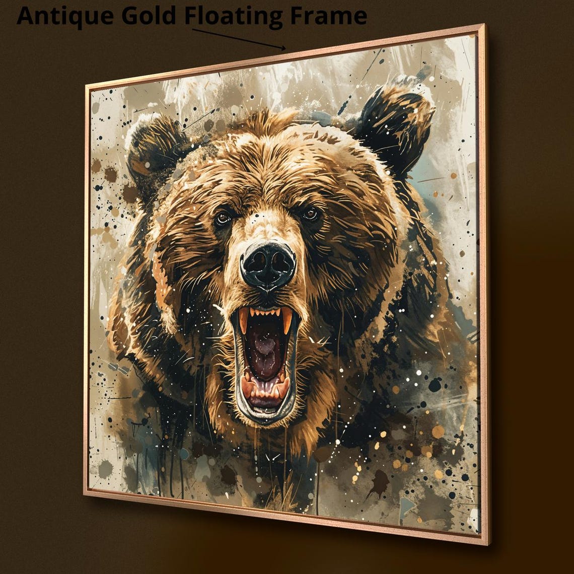 Roaring Grizzly Bear Fierce Brown Predator Wildlife Portrait Poster - Image 3