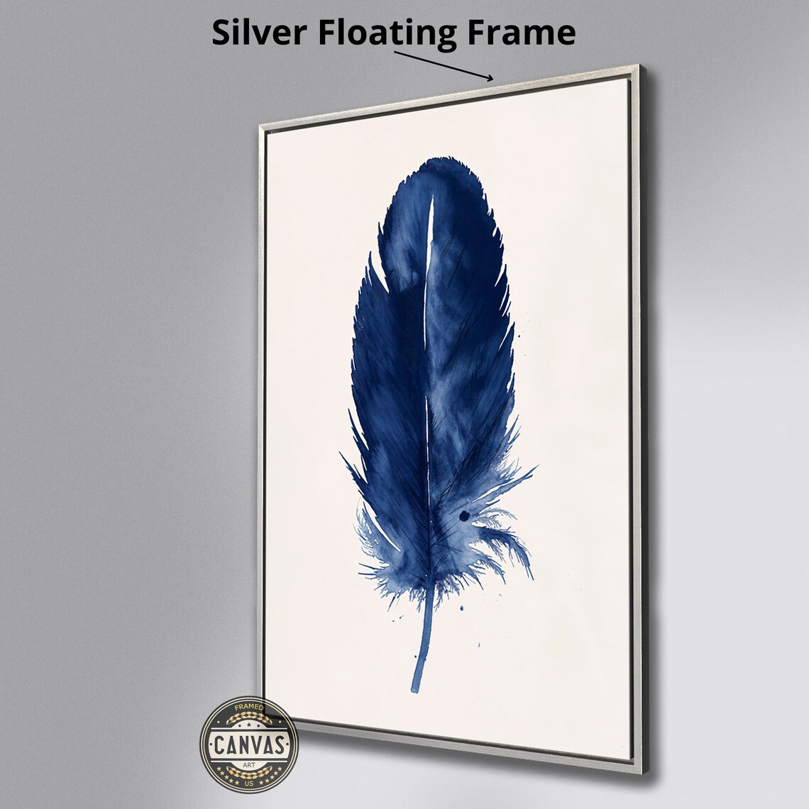 Blue Feather Watercolor Art Print, Minimalist Quill - Image 2