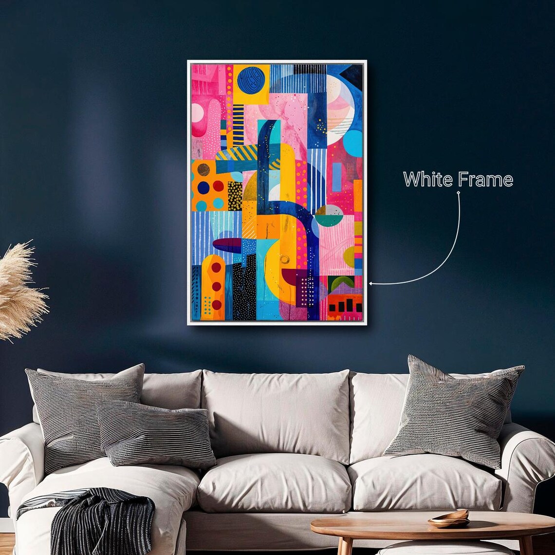 Geometric Shapes Framed Print Expressive Wall Art Abstract Forms Painting Print Vibrant Colors Wall Decor Gift Ready To Hang - Image 4