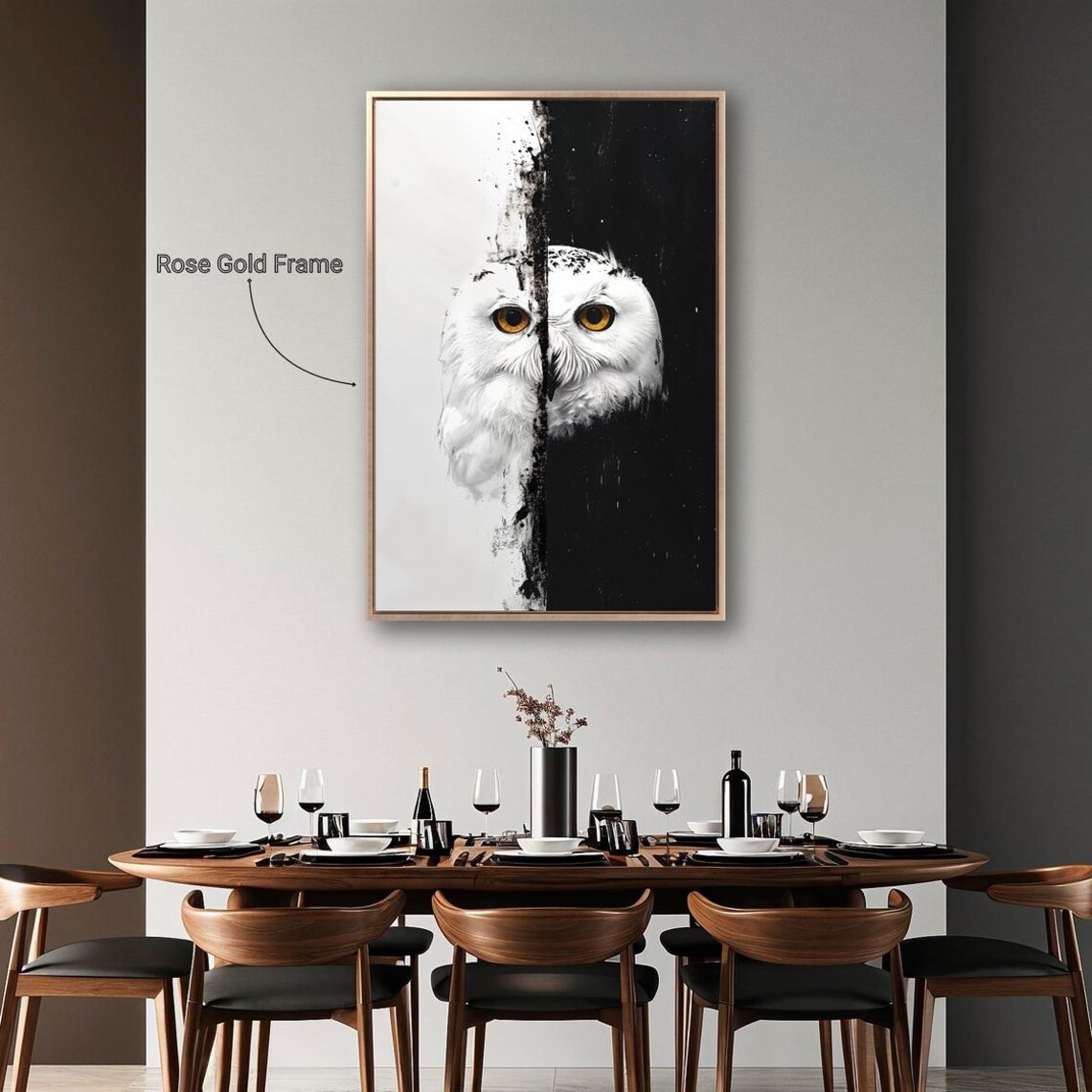 Mystical Owl Black and White Wildlife Art Print - Image 2