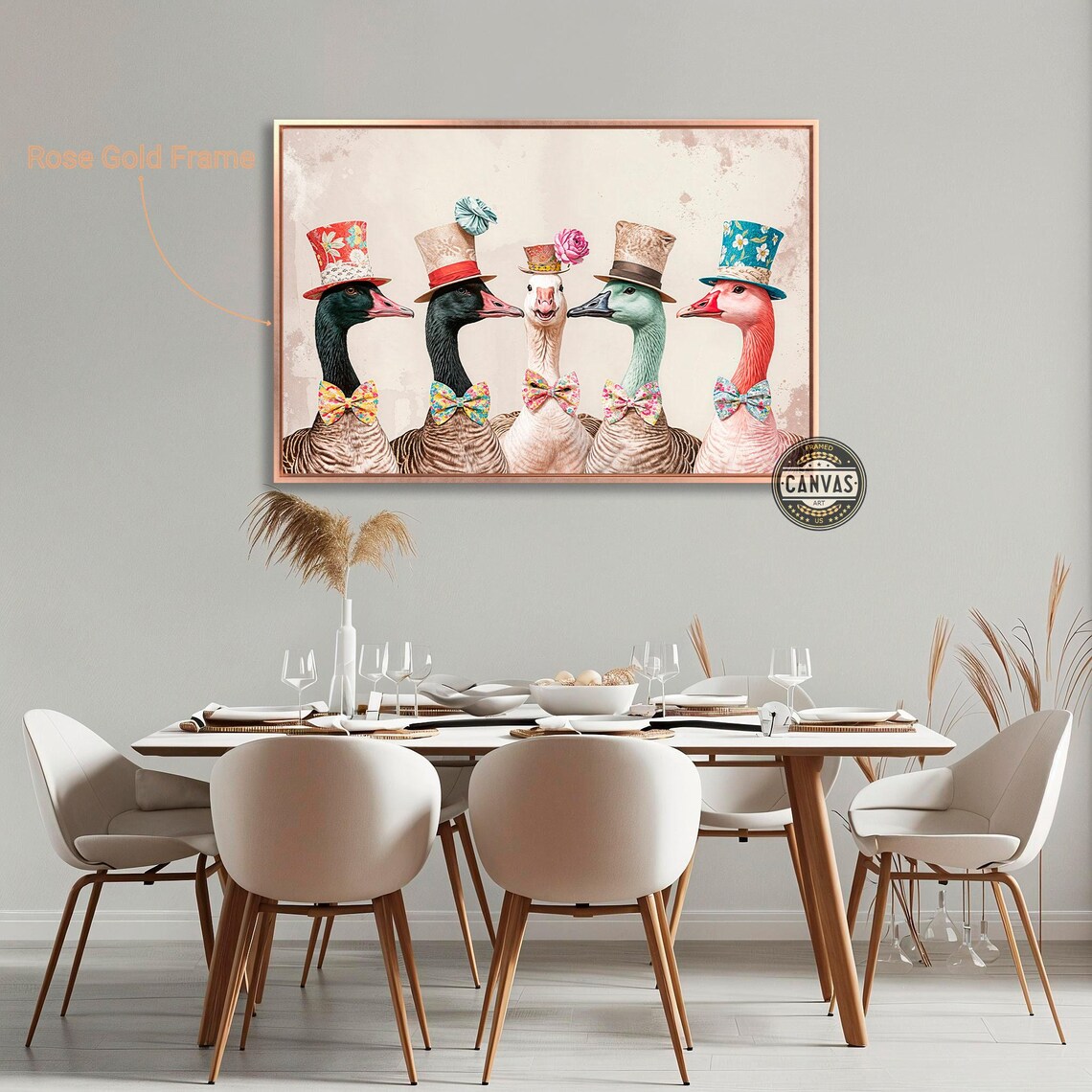 Victorian Geese Surreal Art Print, Elegant Decor - Image 5
