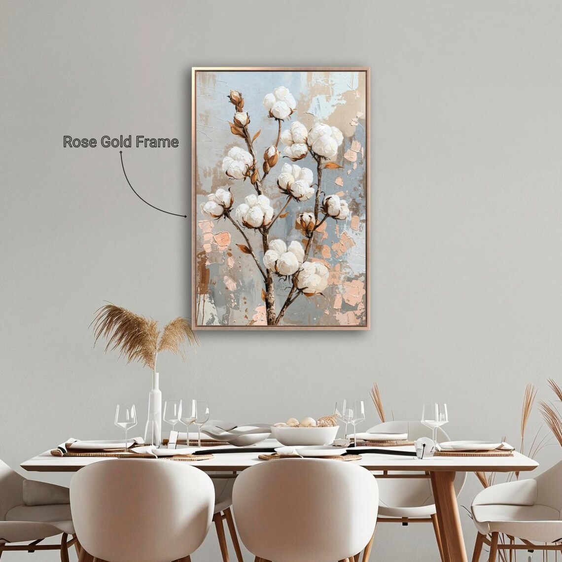 Cotton Bolls Farmhouse Floral Painting Serene Botanical Wall Art Print - Image 5