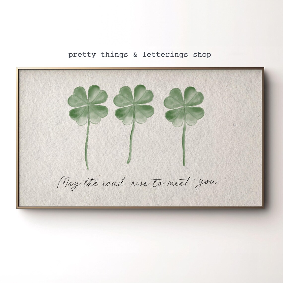 St Patricks Day Lucky Four Leaf Clover Watercolor Art Print