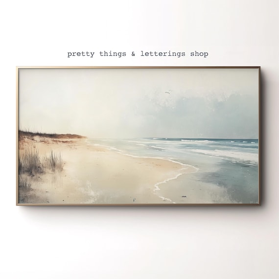 Serene Beach Shoreline Gentle Waves Neutral Coastal Calm Poster