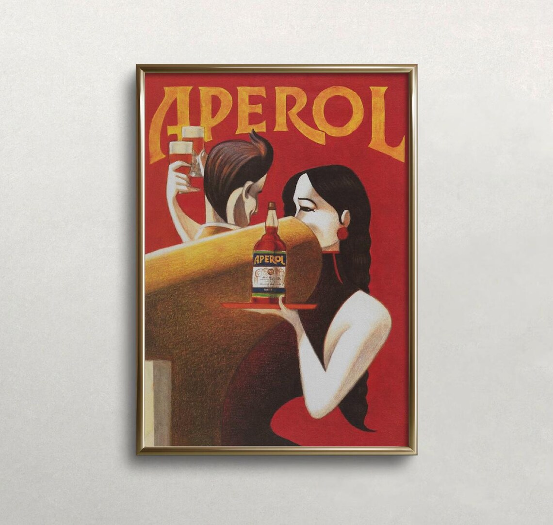 Aperol And Black Cat Vintage Bar Cart Poster Set Of Two Prints - Image 5