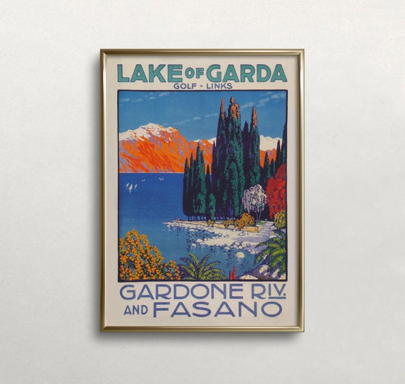 Lake Garda Vintage Travel Poster, Italy Art Print