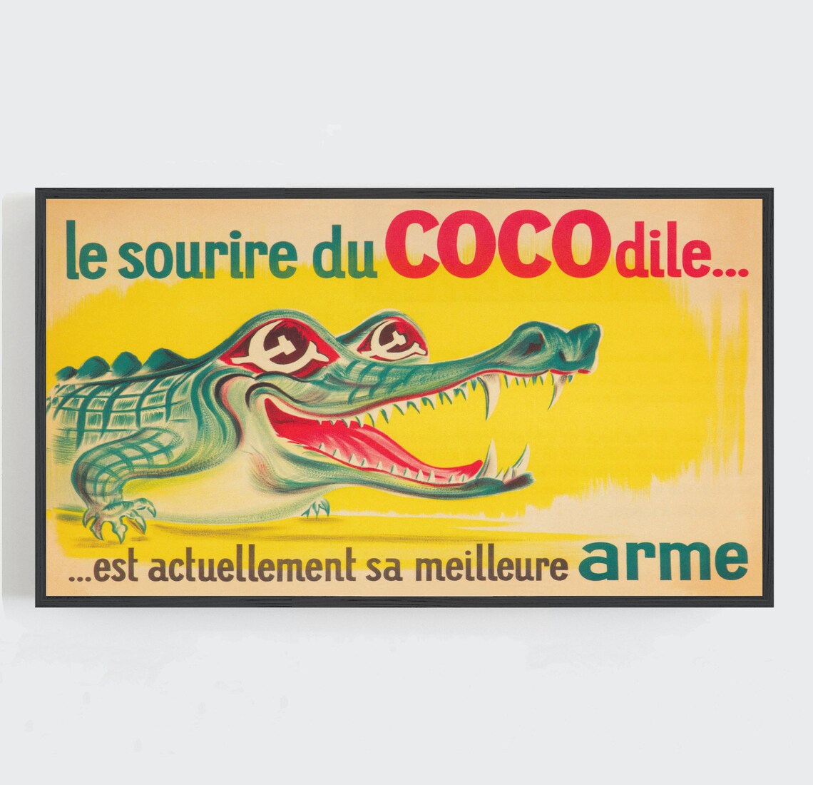 Alligator and Crocodile Retro Wall Art Print