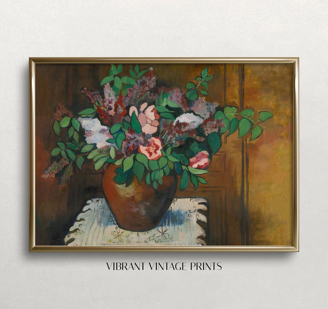 Vase of Flowers, Vintage Eclectic Maximalist Art Print