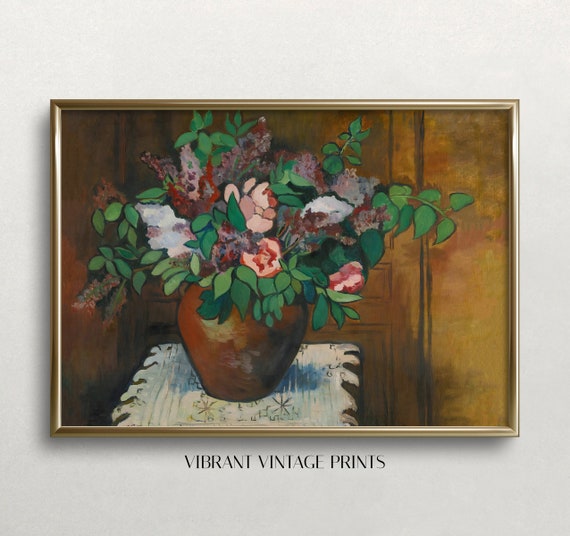 Vase of Flowers, Vintage Eclectic Maximalist Art Print