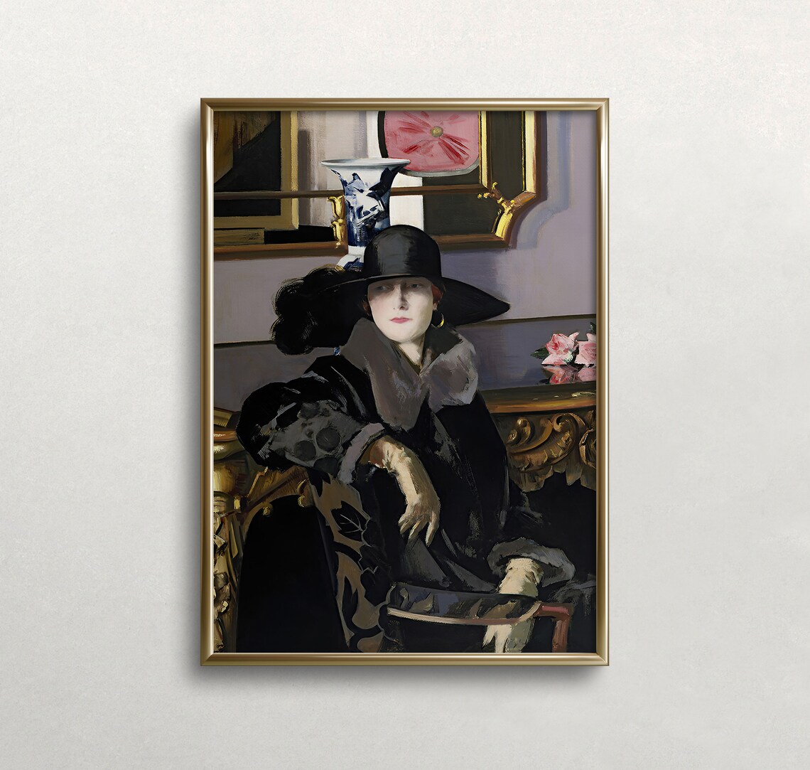 Elegant Woman Portrait, Vintage Wall Art Print