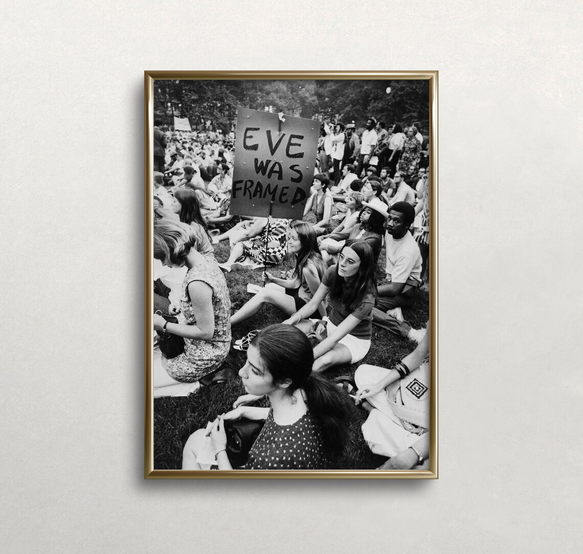Women Protest Vintage Black and White Art Print