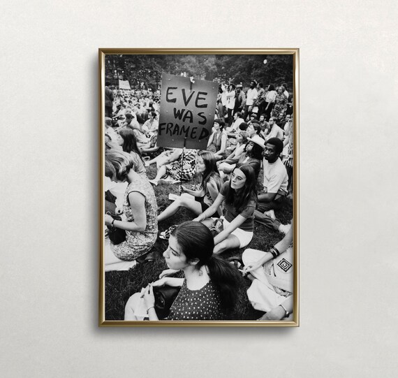 Women Protest Vintage Black and White Art Print