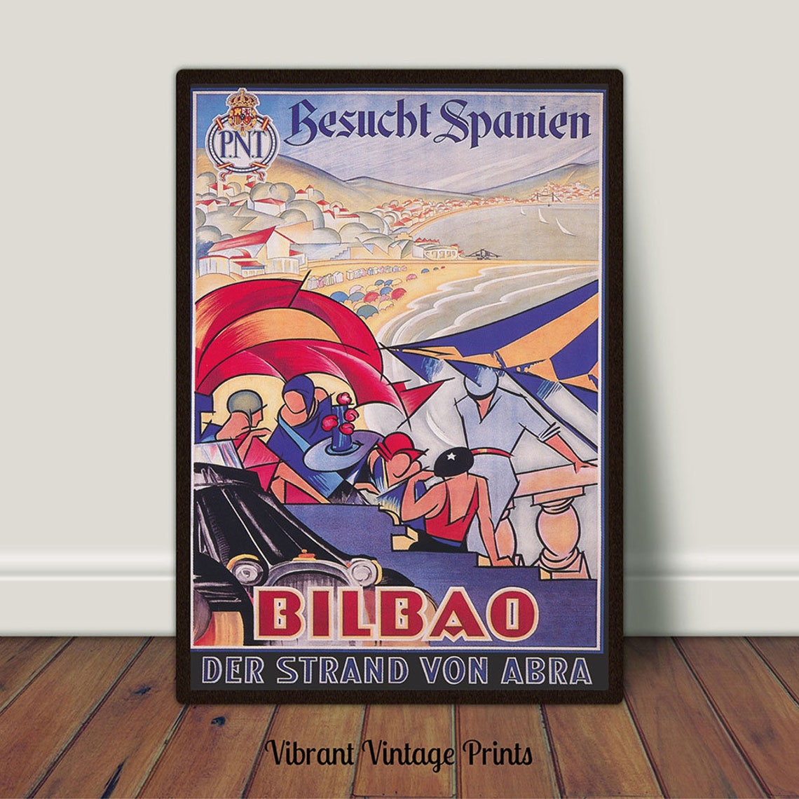 Bilbao Spain Abra Beach Vintage Travel Summer Retro Wall Art