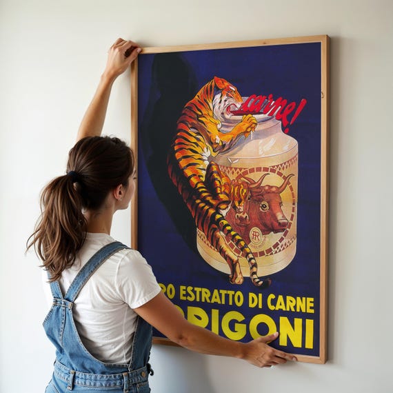 Tiger Wall Art Vintage Wall Art Vintage Food Art Vintage Tiger Print Old Advert Moody Wall Decor Wall Art