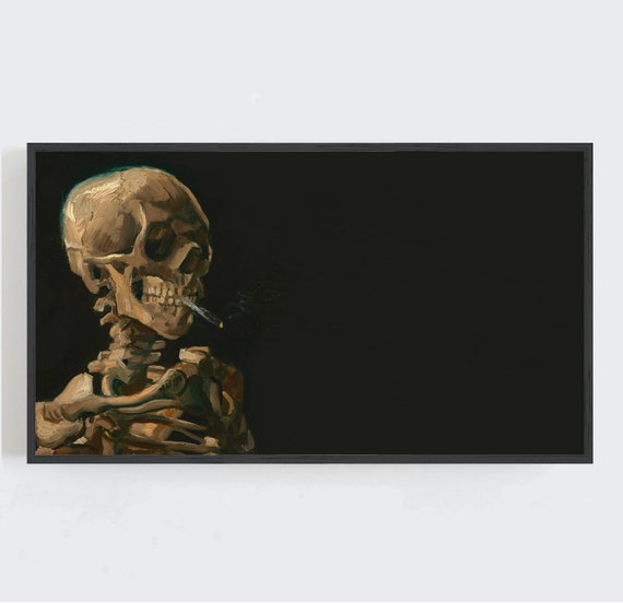 Halloween Skull With Burning Cigarette Art Print