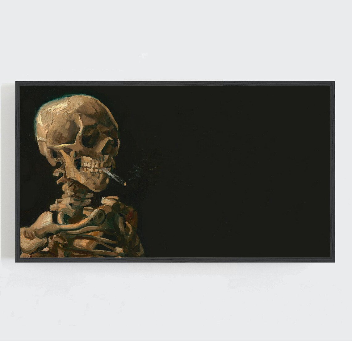 Halloween Skull With Burning Cigarette Art Print
