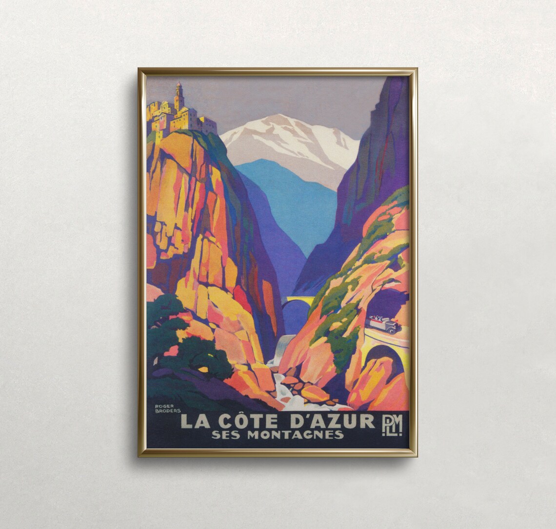 Cote Dazur France Vintage Travel Poster Art Print