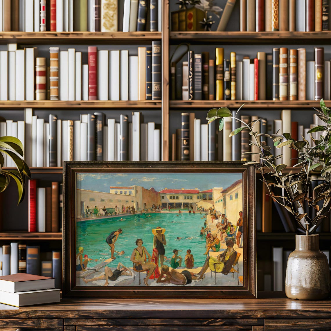 Vintage Swimming Pool Turquoise Water Summer Painting Poster - Image 3