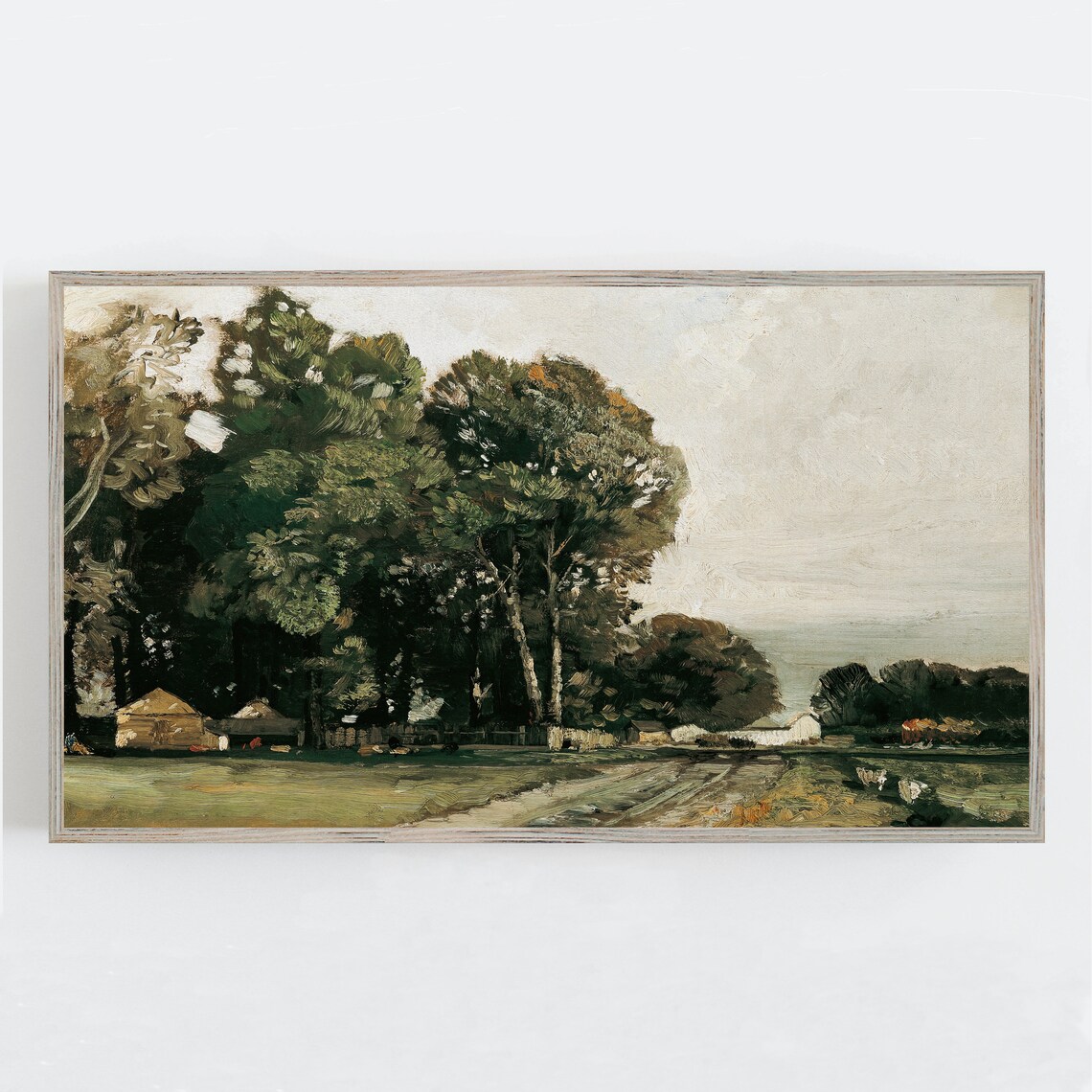 Summer Trees Farmhouse Vintage Landscape Oil Painting Poster