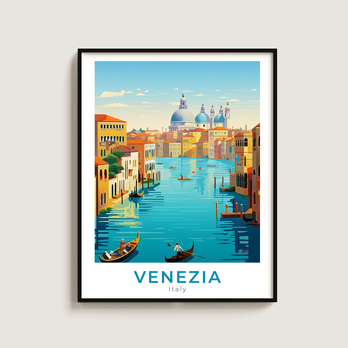 Venice Italy Grand Canal Gondolas Domed Basilica View Poster