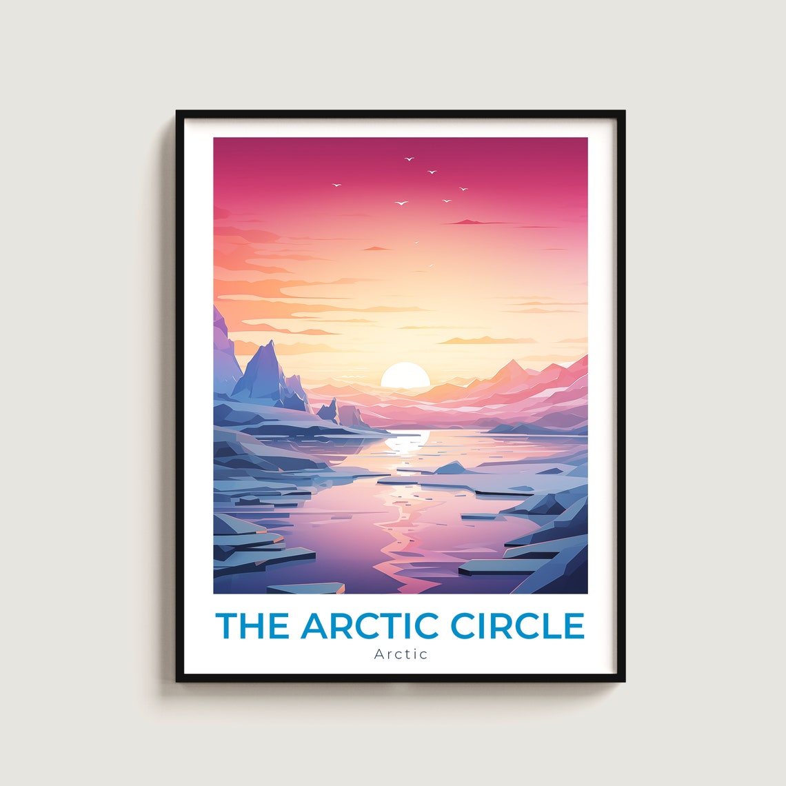 The Arctic Circle Polar Ice Sunset Pink Sky Travel Art Poster