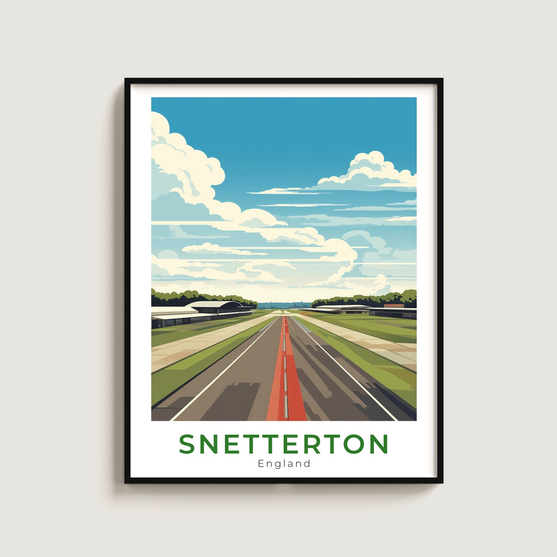 Snetterton England Race Track Long Straight Grandstand Blue Sky Poster