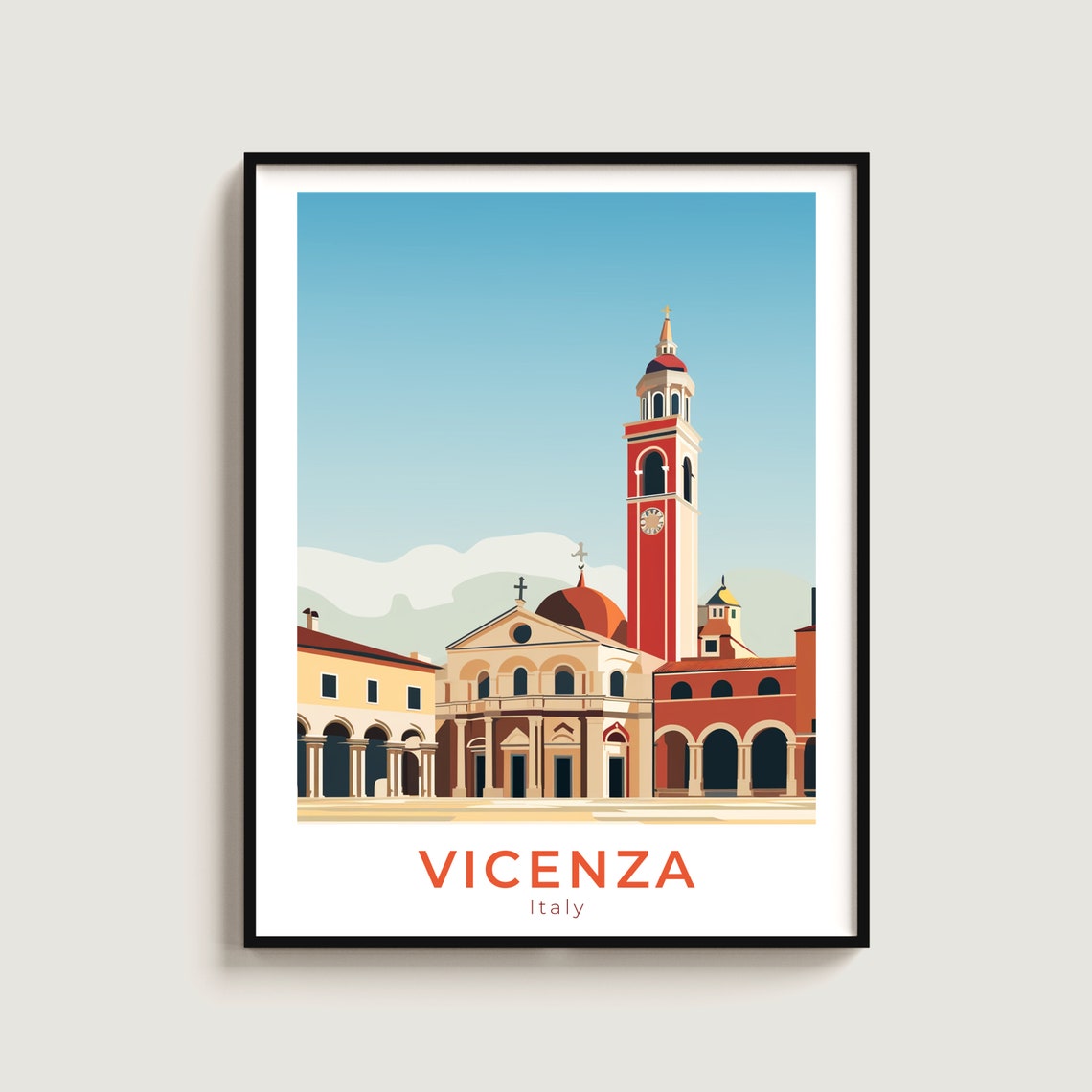 Vicenza Italy Basilica Palladiana Red Clock Tower Plaza Poster