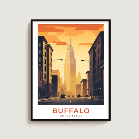 Buffalo Travel Print Wall Art Gift United States Poster Home Decor Lovers Hanging
