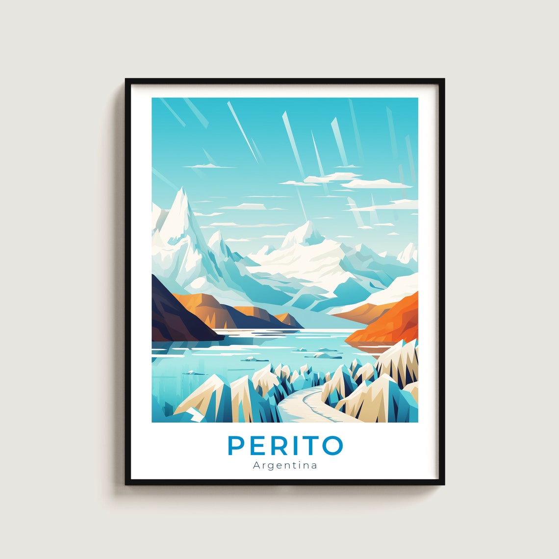 Perito Argentina Glacier Front With Icebergs On Milky Lake Poster
