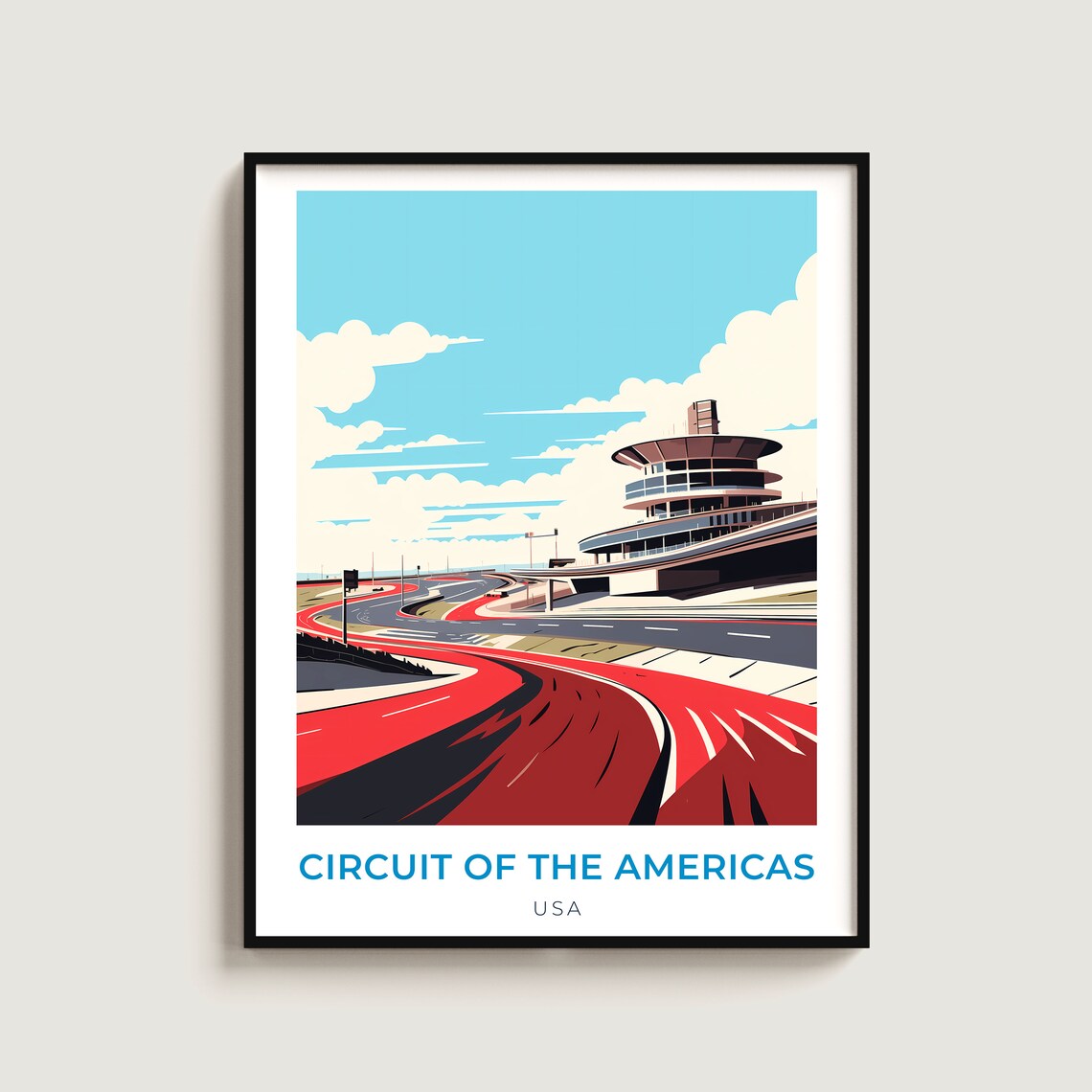 Circuit Of The Americas Texas Racetrack Tower Vintage Travel Poster