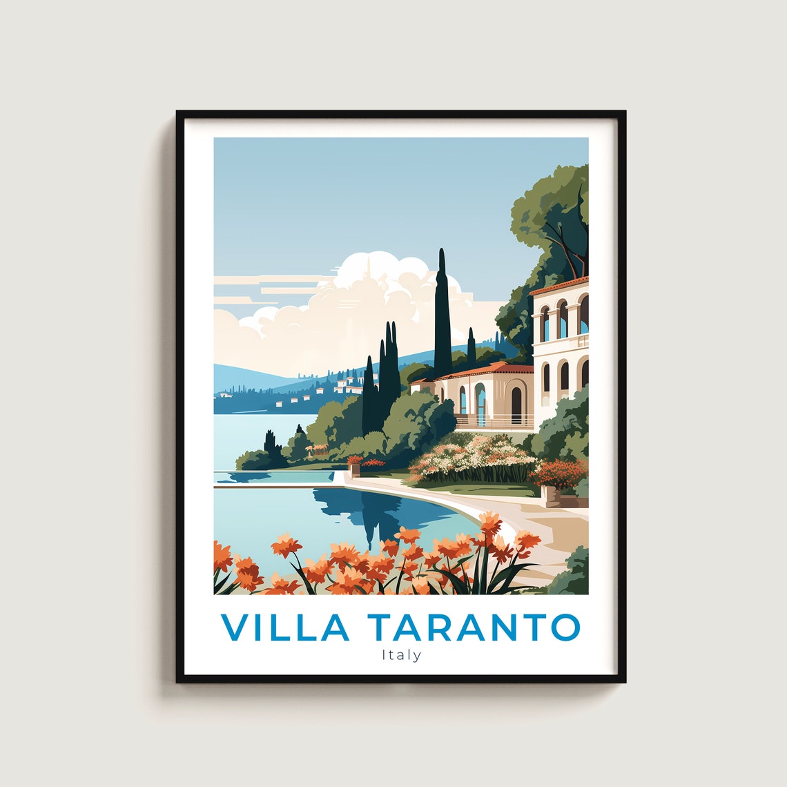 Villa Taranto Italy Lakeside Garden Botanical Travel Poster Art