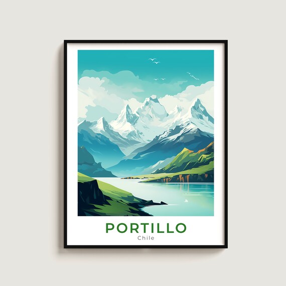 Portillo Travel Print Wall Art Gift Chile Poster Home Decor Lovers Hanging