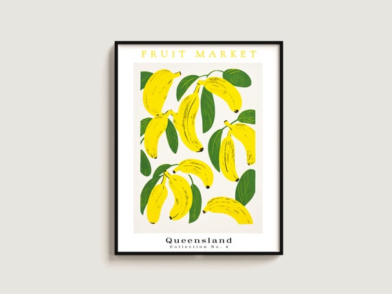 Banana Fruit Poster Gift Queesland Market Print Botanical Art
